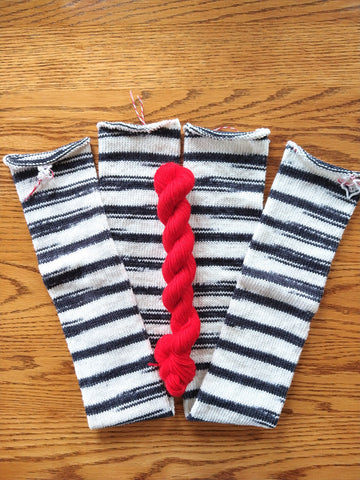 Urth Yarns Uneek Stripey Sock Tube Kits Zebra with Red